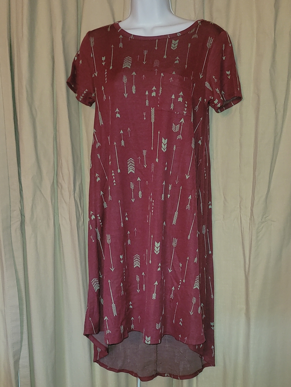 LuLaRoe Burgundy Arrow Print High-Low CARLY Dress